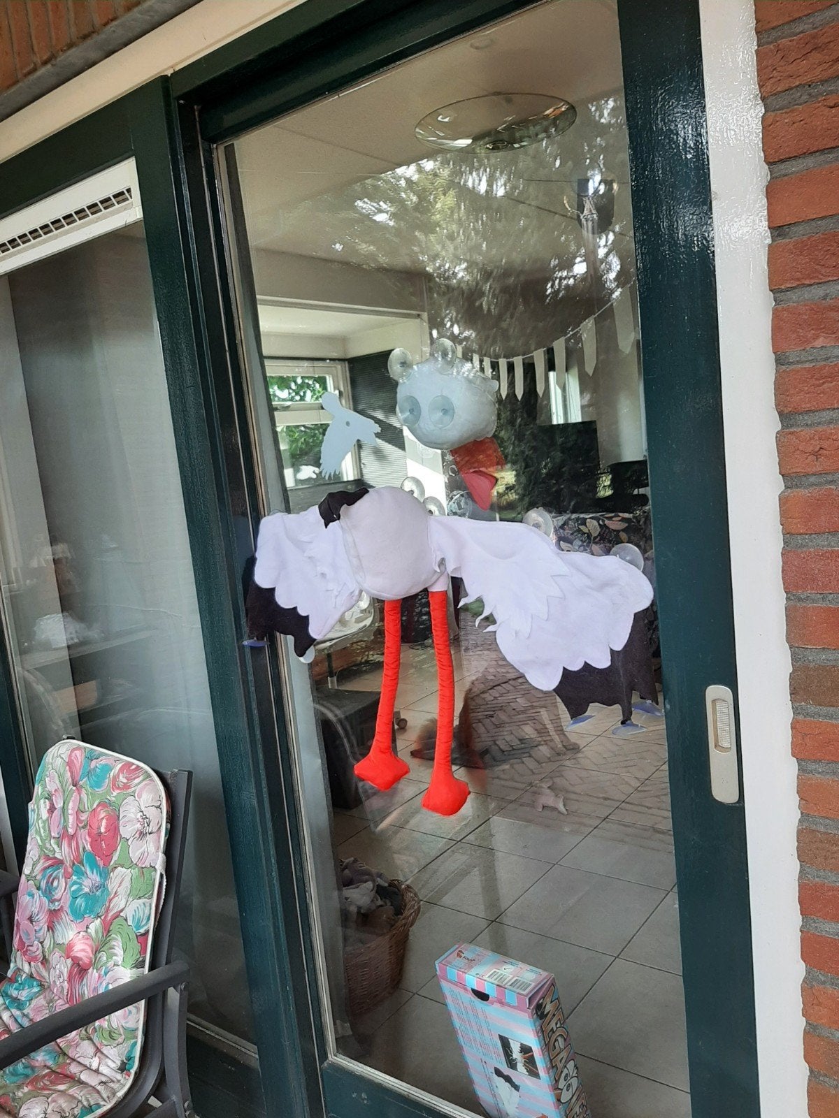 Geboorte ooievaar met zuignappen 90 cm, Ophalen of Verzenden