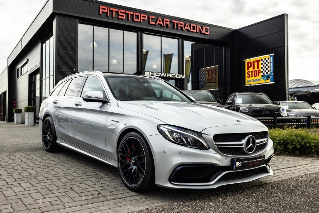 Mercedes-Benz C-klasse Estate AMG 63 S, 510 PK, Pano, Burmes, Auto's, Automaat, Dealer onderhouden, Achterwielaandrijving, Gebruikt