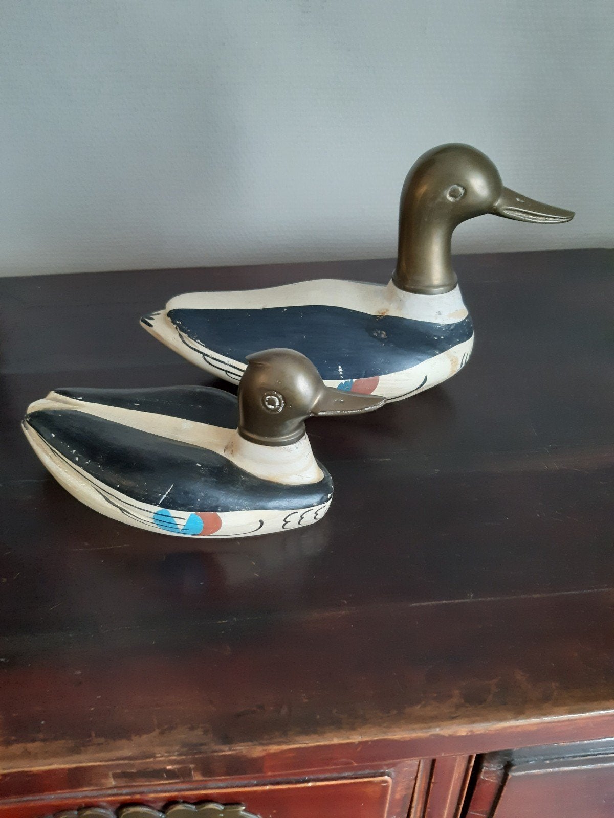 Set eenden van hout en koper, Antiek en Kunst, Ophalen