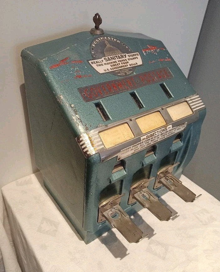 vintage Daval USA postzegel Stamp Vending Machine, Ophalen of Verzenden, Gebruikt