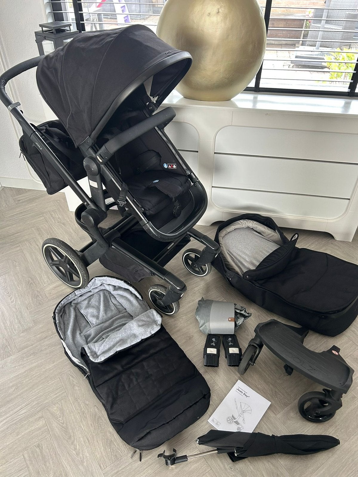 Joolz Day plus briljant black compleet, Gebruikt, Verstelbare duwstang, Ophalen, Kinderwagen
