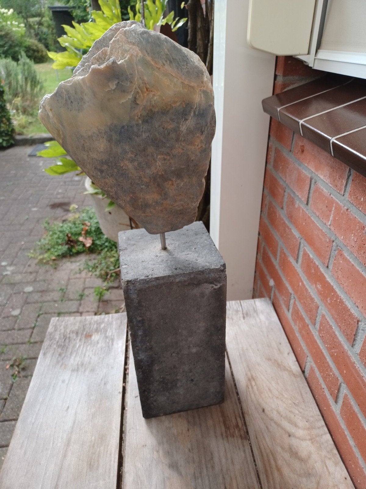 Prachtig speksteen kunstwerk op sokkel - 62 cm hoog, Ophalen, 50 - 100 cm, Beeld, Abstract