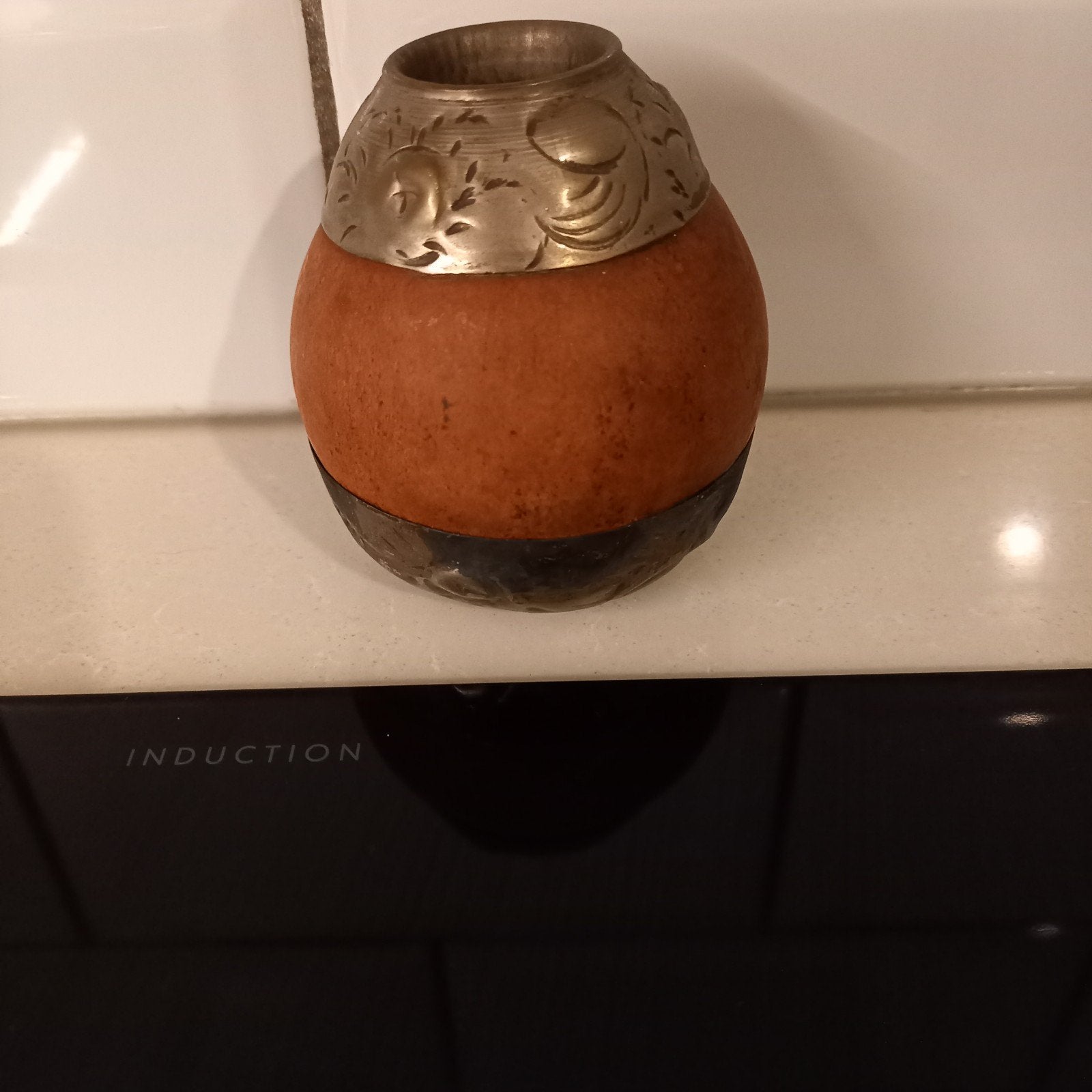Vintage Handgemaakte Zuid-Amerikaanse Yerba Mate Beker, Verzenden