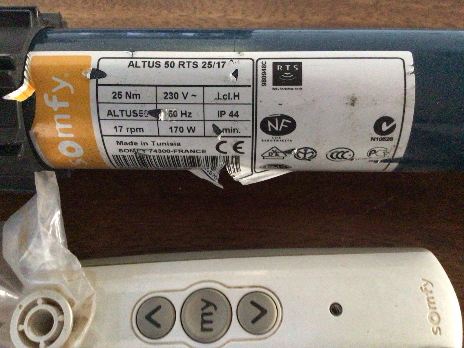 Somfy motor, Ophalen, Zo goed als nieuw, Wit, Minder dan 100 cm