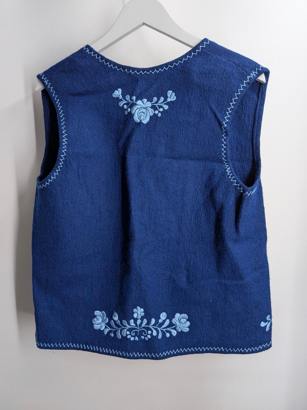 Vintage gilet kobalt blauw gebloemd maat S-L (3554*), Maat 38/40 (M), Vintage boutique, Vintage boutique, Ophalen of Verzenden