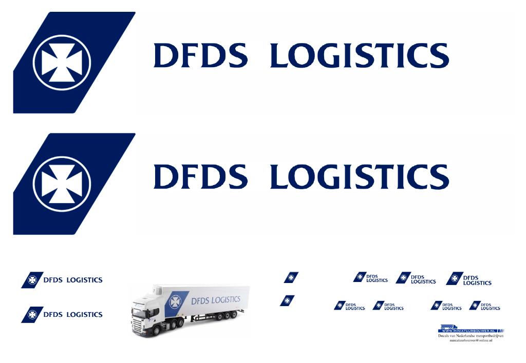 Vrachtauto decal 1:50 DFDS logistics, Verzenden, Nieuw, Bus of Vrachtwagen, Overige merken