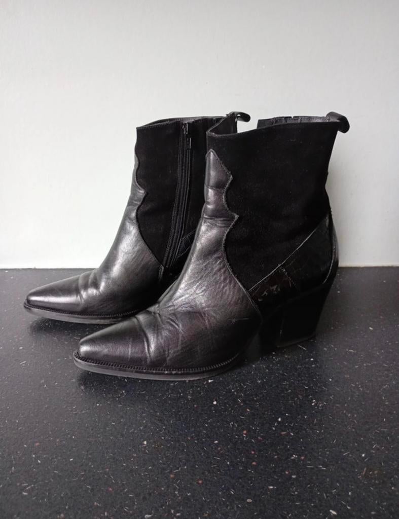 Roberto D'Angelo leren enkel laarzen met stof, Kleding | Dames, Schoenen, Zwart, Lage of Enkellaarzen, Ophalen of Verzenden, Zo goed als nieuw