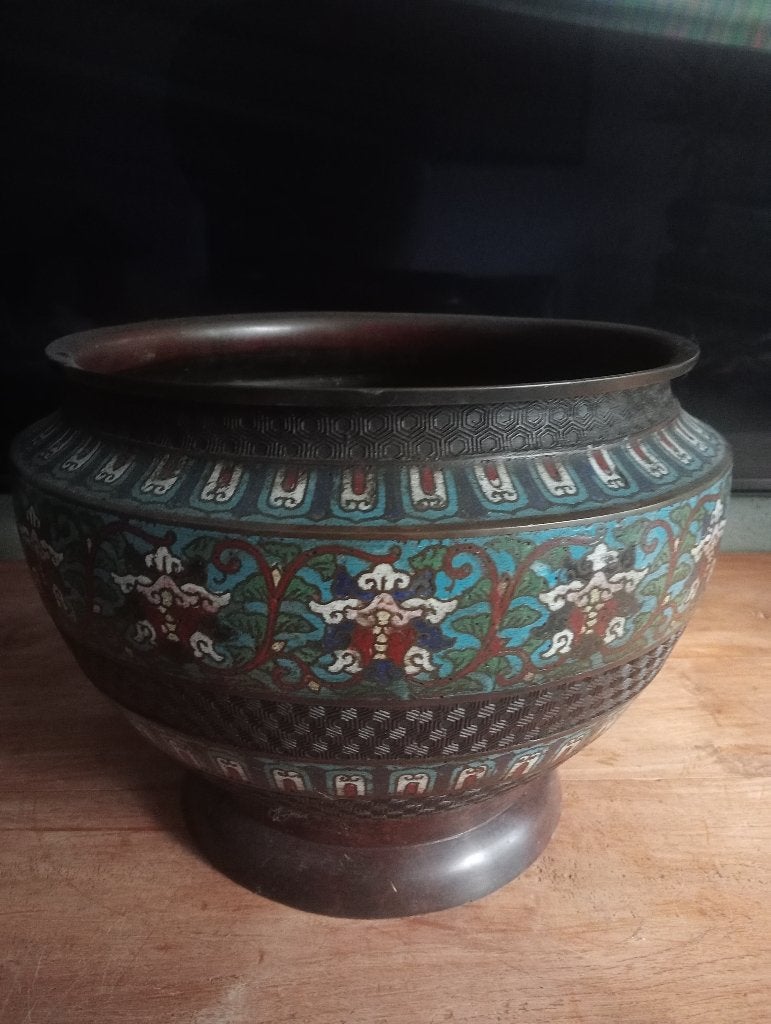 Grote bronzen Cloisonne pot Japan Chinese Aziatische 25x34, Ophalen