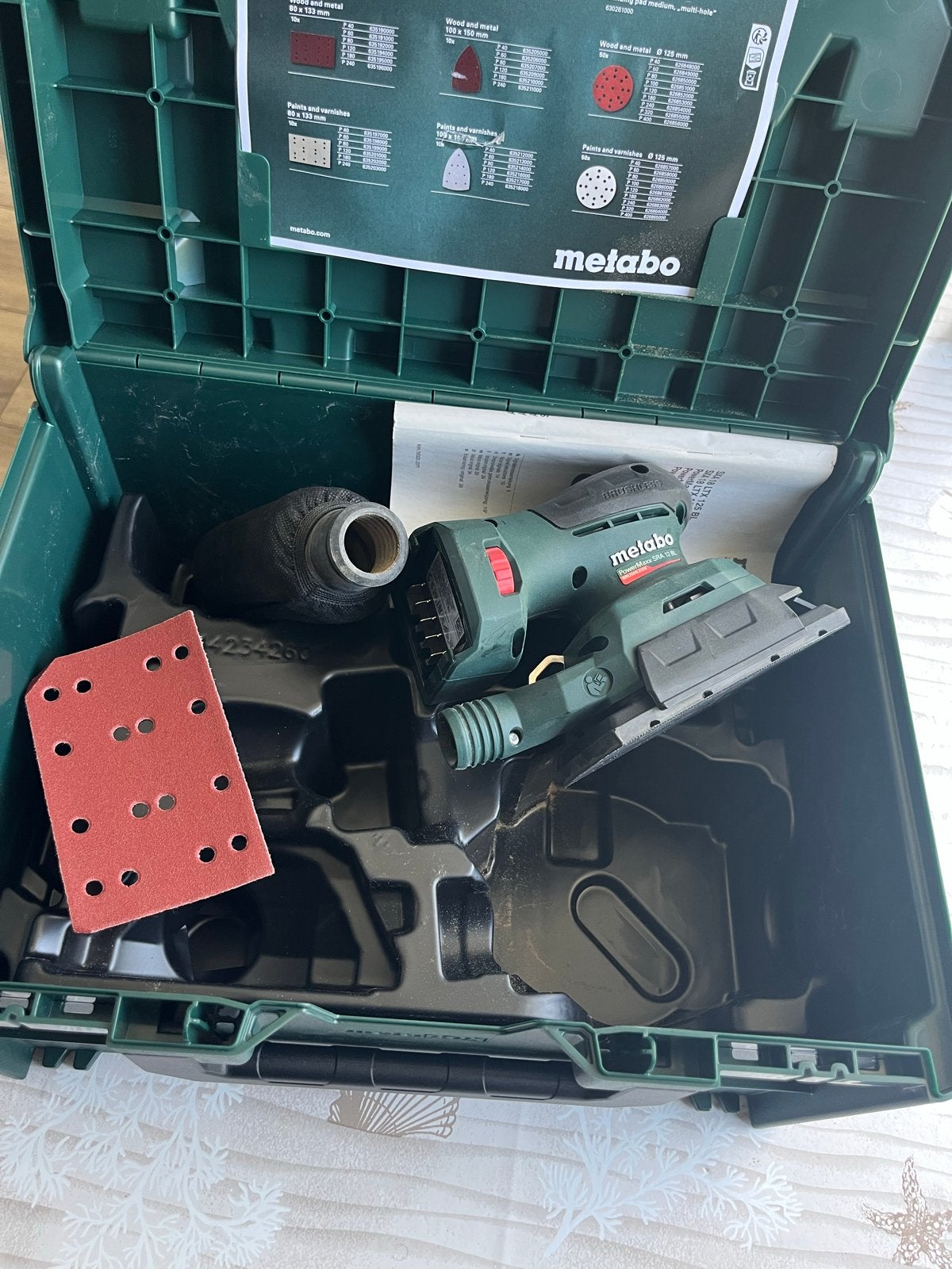 Metabo PowrMax SRA 12 BL Vlakschuurmachine-een keer gebruikt, Ophalen, Zo goed als nieuw, Minder dan 600 watt, Vlakschuurmachine