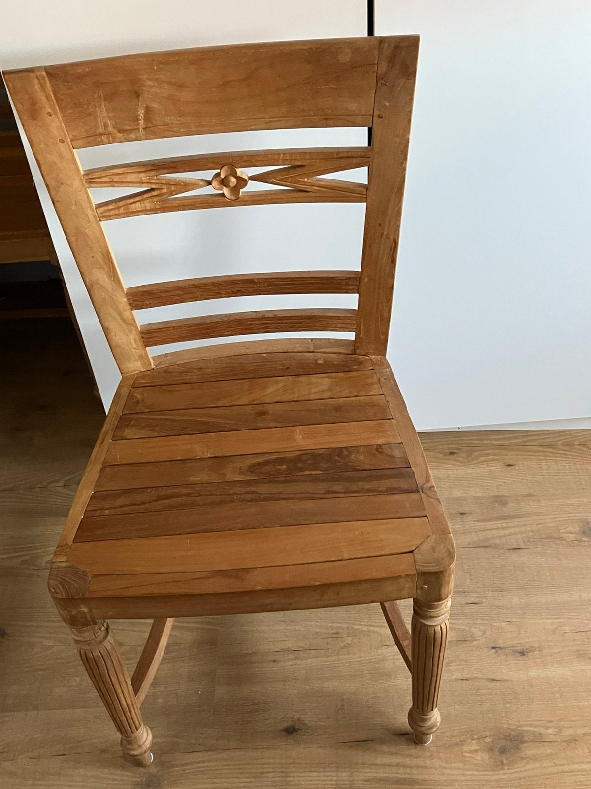 Teak eettafelstoel, Ophalen, Gebruikt, Bruin, Hout
