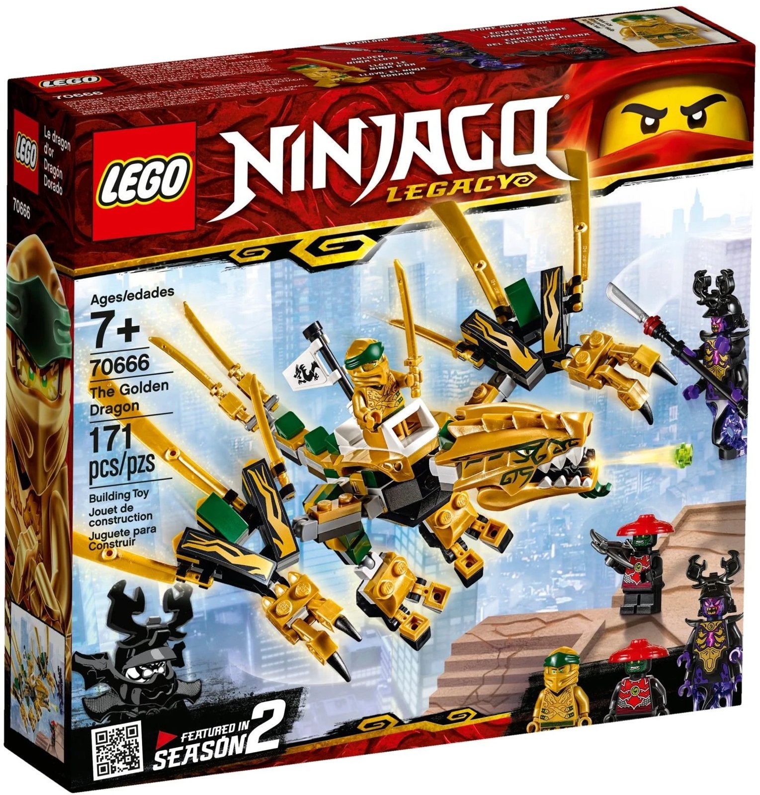 LEGO Ninjago Legacy 70666 Gouden Draak met minifiguren, Lego, Ophalen of Verzenden, Zo goed als nieuw, Inclusief instructies