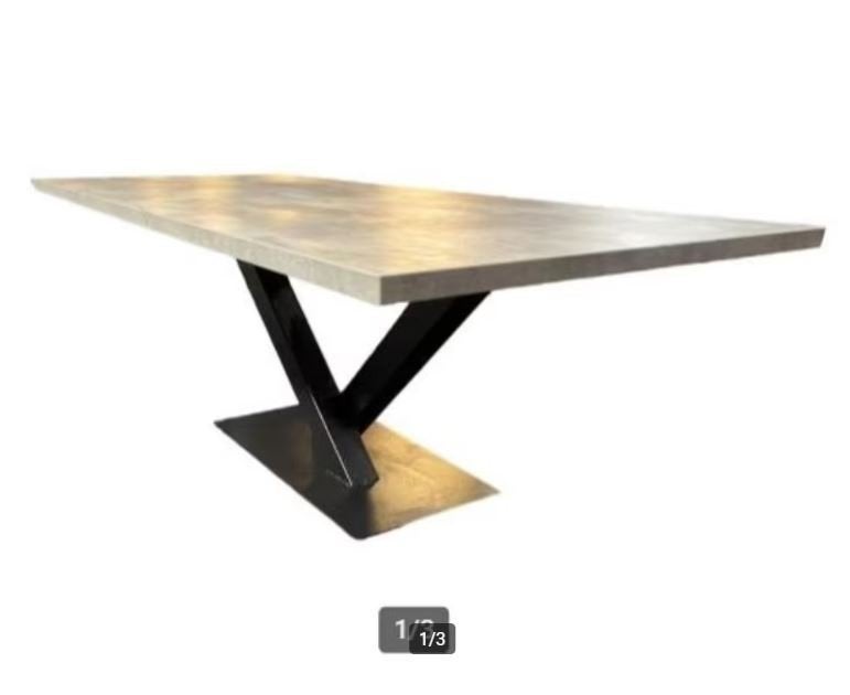 Industriële Eettafel met V poot | 240x100x 76cm | Betonlook, Vijf personen of meer, Nvt, Rechthoekig, Nvt