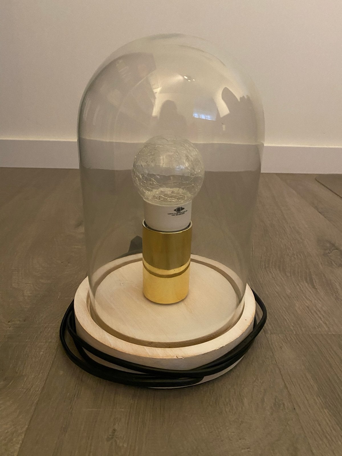 Moderne tafellamp wit met glazen stolp, Wit, Overige merken, Zo goed als nieuw, Glas