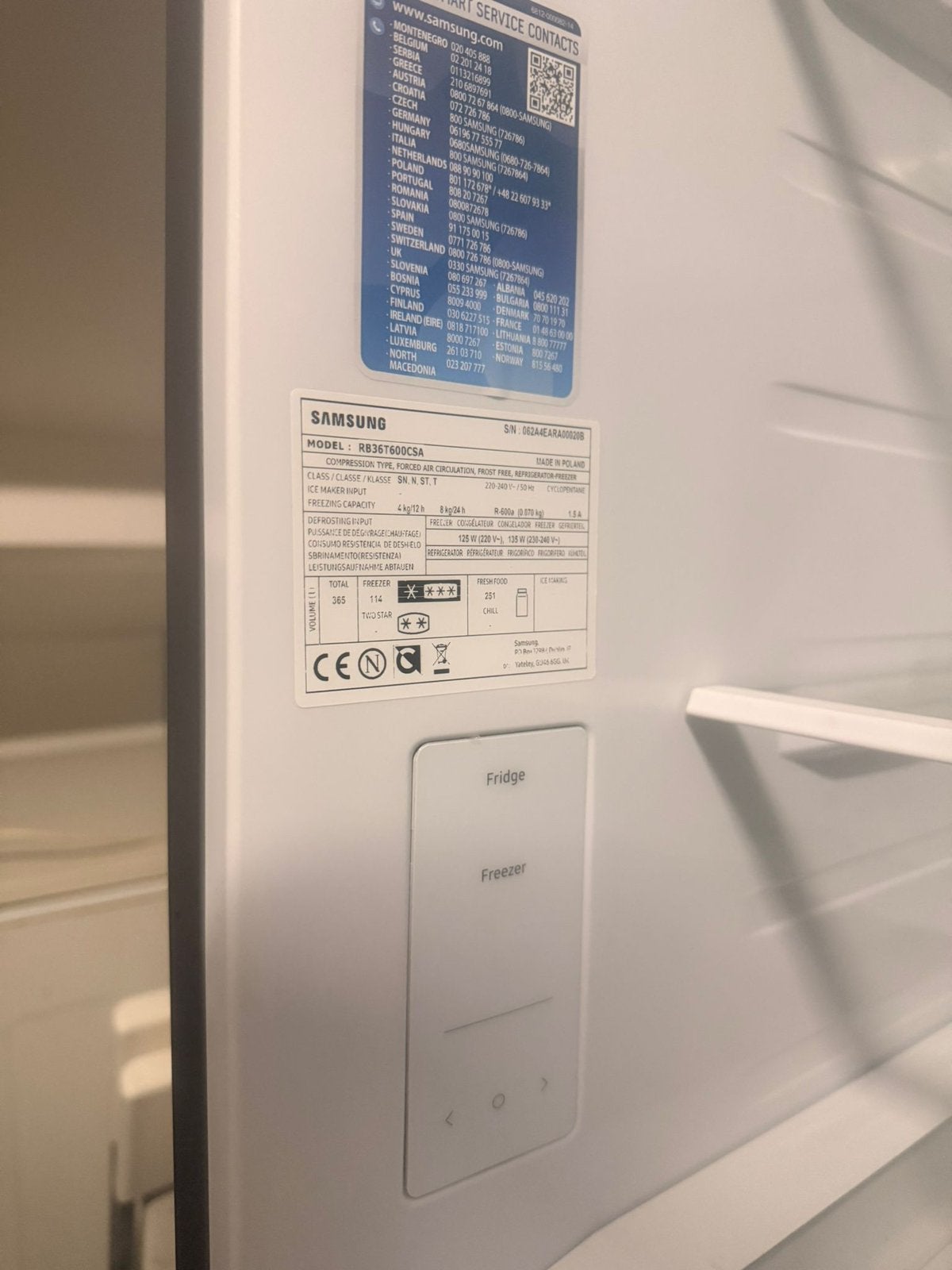 Koelkast samsung - koel/vries combinatie, Witgoed en Apparatuur, Koelkasten en IJskasten, Ophalen, 200 liter of meer, Met aparte vriezer