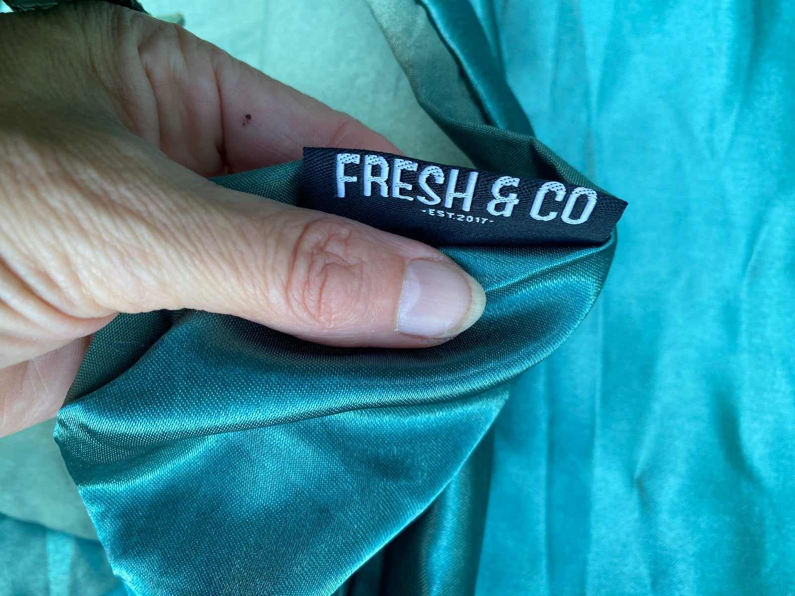Eenpersoons dekbedovertrek Fresh & Co - Groen/Blauw, Huis en Inrichting, Slaapkamer | Beddengoed, Ophalen of Verzenden, Gebruikt