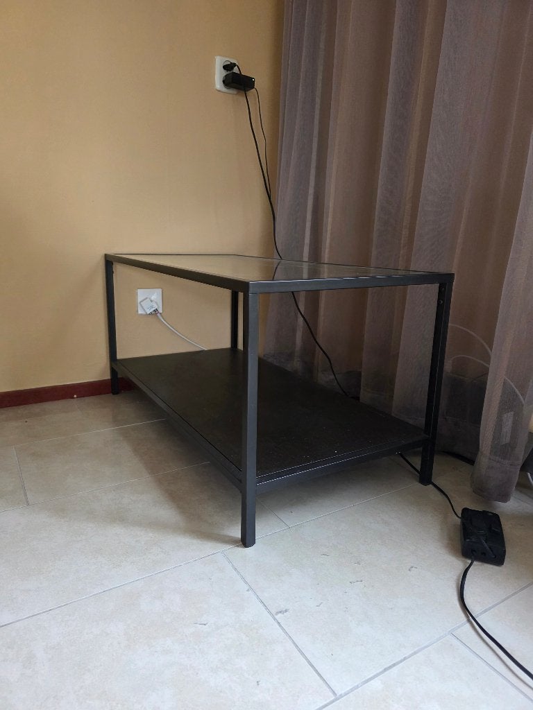 Sidetable met glas, Ophalen, 100 tot 150 cm, Glas, Zo goed als nieuw
