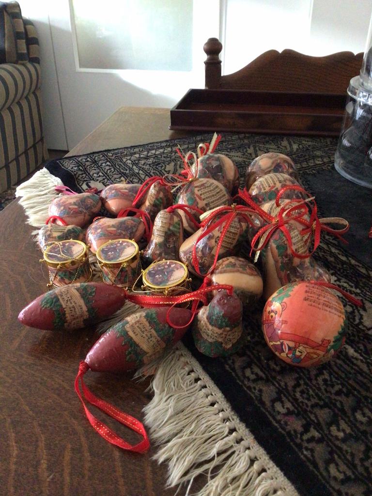 21 diverse kerstballen papier machee, Ophalen of Verzenden