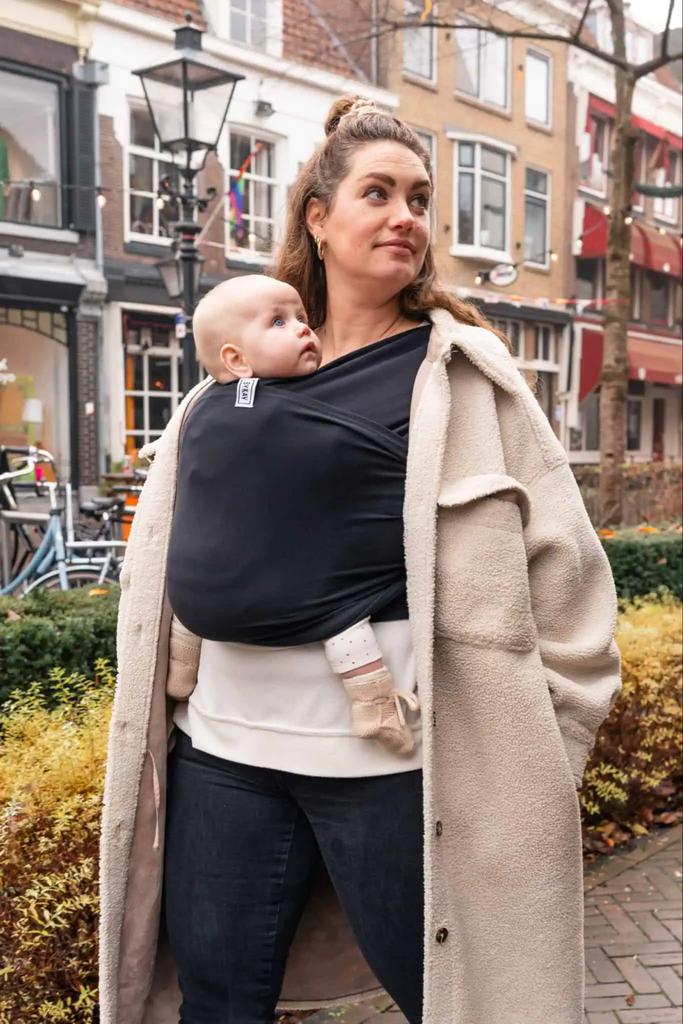ByKay Stretchy Wrap Deluxe Draagdoek Zwart maat L, Kinderen en Baby's, Babydragers en Draagdoeken, Overige merken, Draagdoek, Ophalen of Verzenden