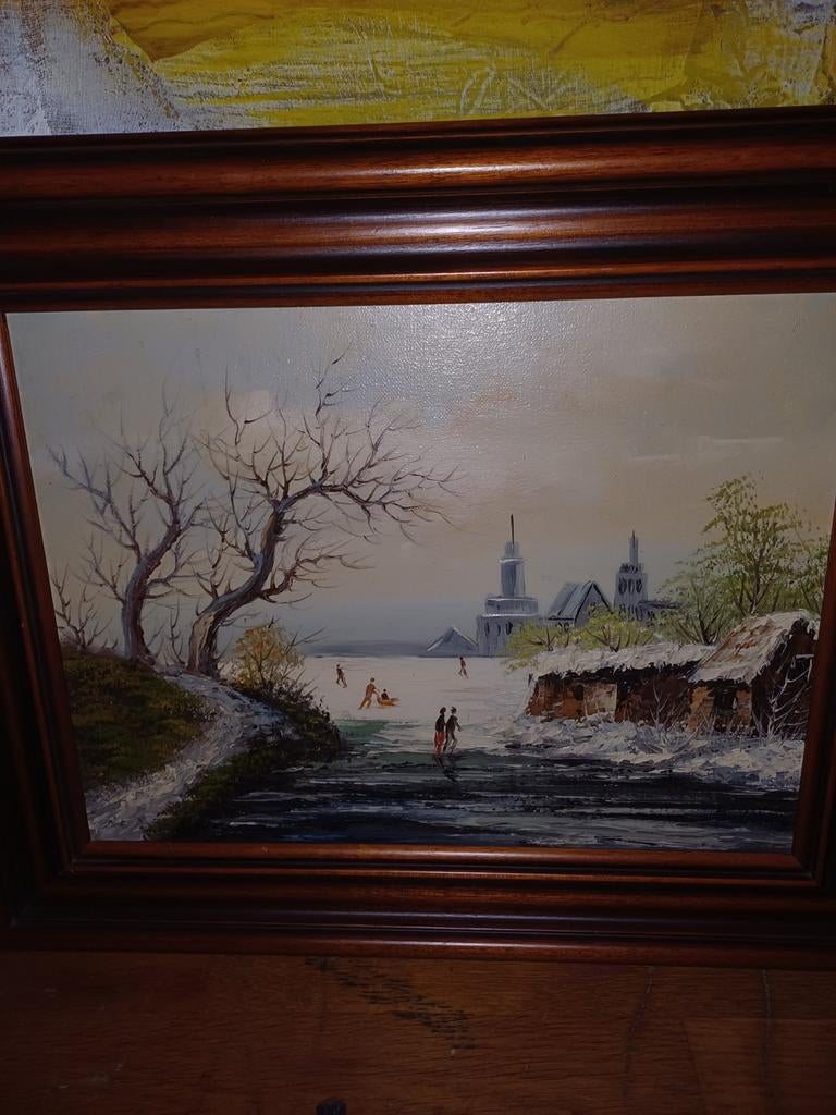 Schilderij op paneel, Antiek en Kunst, Kunst | Schilderijen | Klassiek, Ophalen of Verzenden