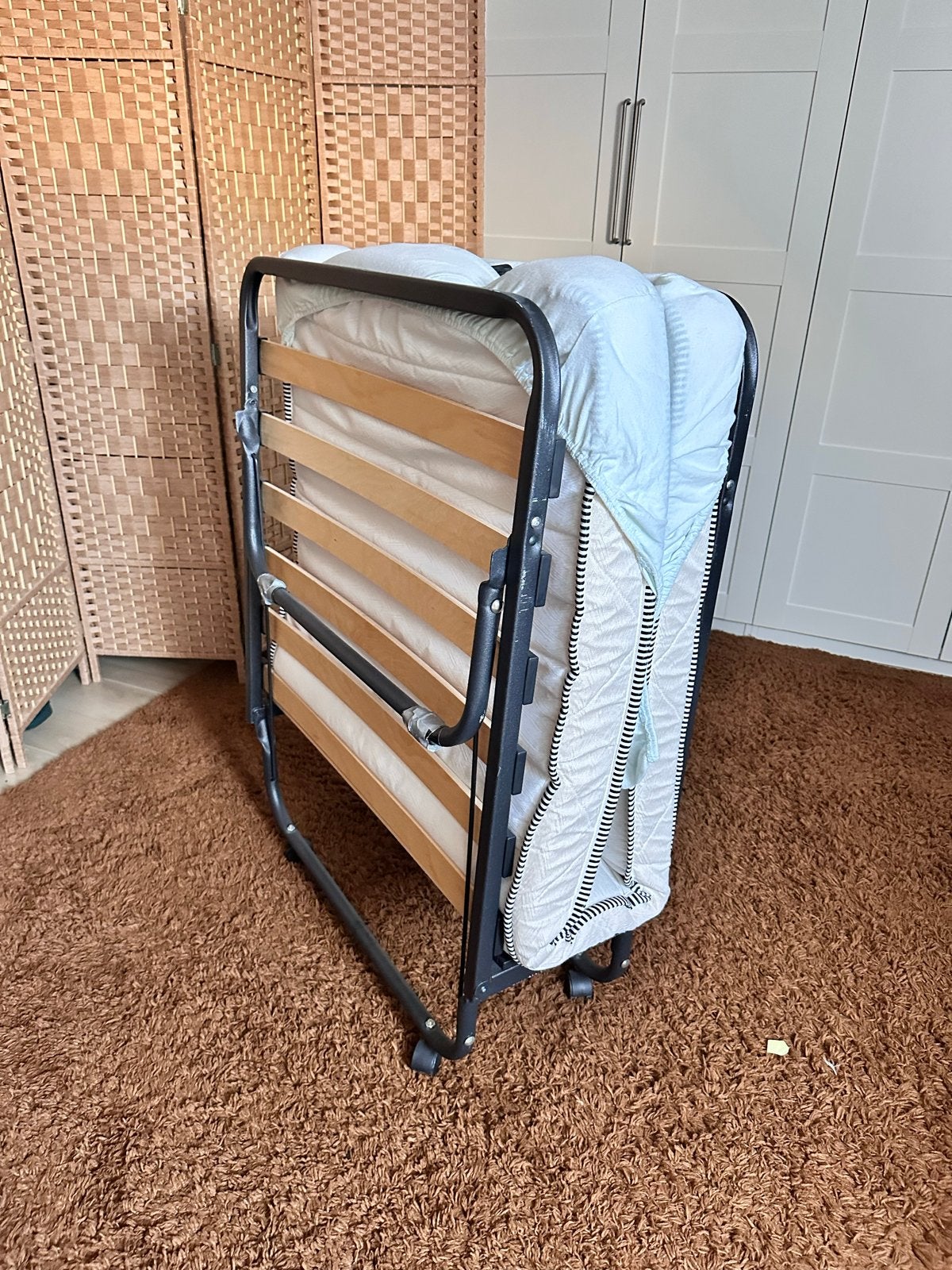 Opvouwbaar logeerbed met matras 80x190 cm, Ophalen, Eenpersoons, Zwart, 190 cm of minder