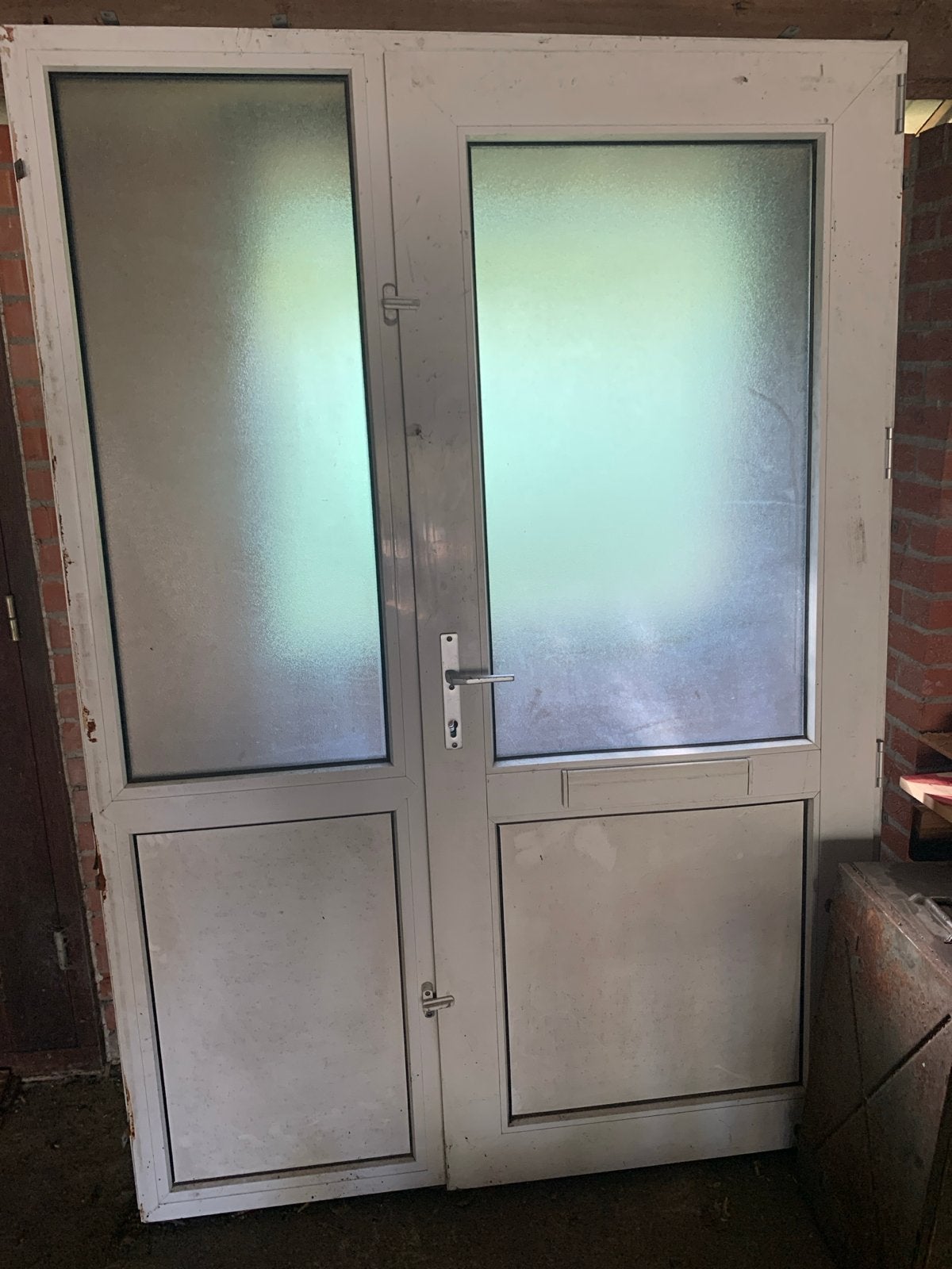Enkele buitendeur kunsttof met glas - groen (excl. cilinder), Gebruikt, 200 tot 215 cm, Ophalen, 100 tot 120 cm