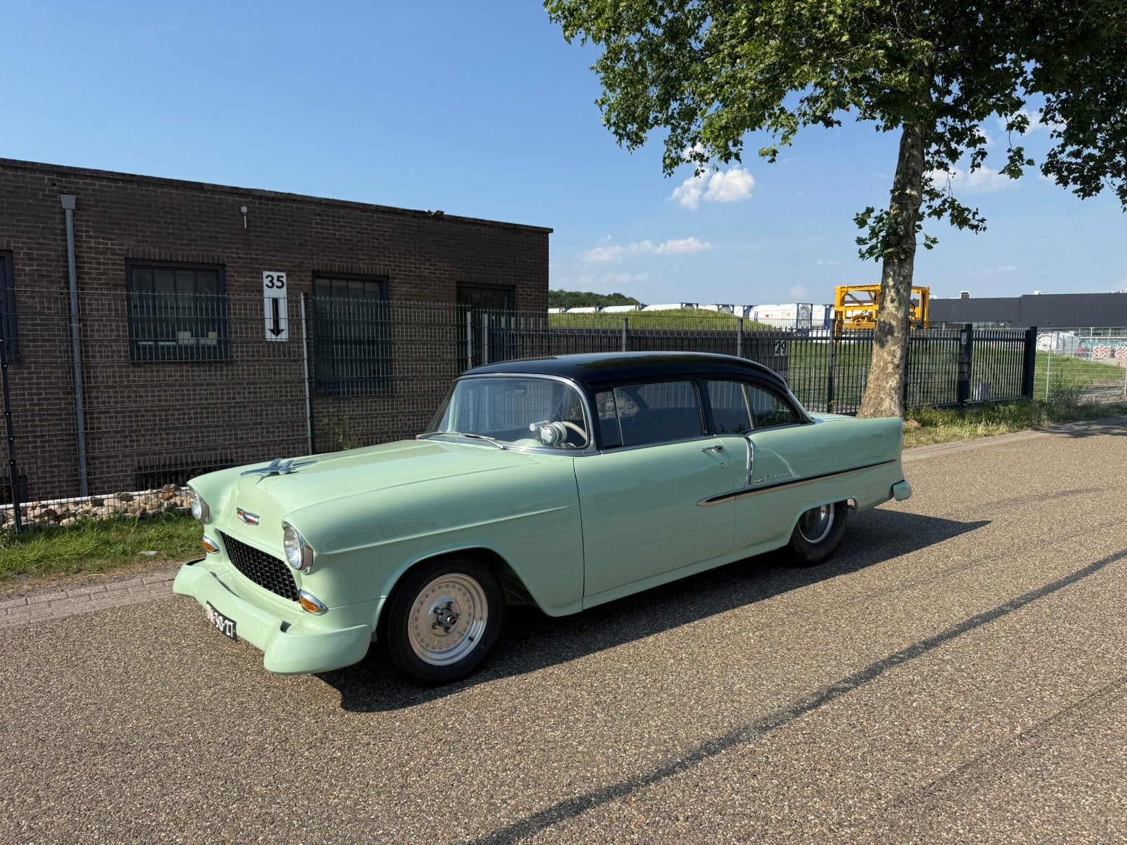 Chevrolet Belair 1955 2drs coupe Pro street Bel air V8, Auto's, Oldtimers, Bedrijf, Chevrolet, Benzine, Coupé, Automaat, Groen
