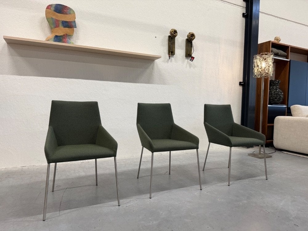 3 Nieuw Design on Stock Penta Eetkamerstoel groen stof Stoel, Overige kleuren, Drie, Ophalen of Verzenden, Stof