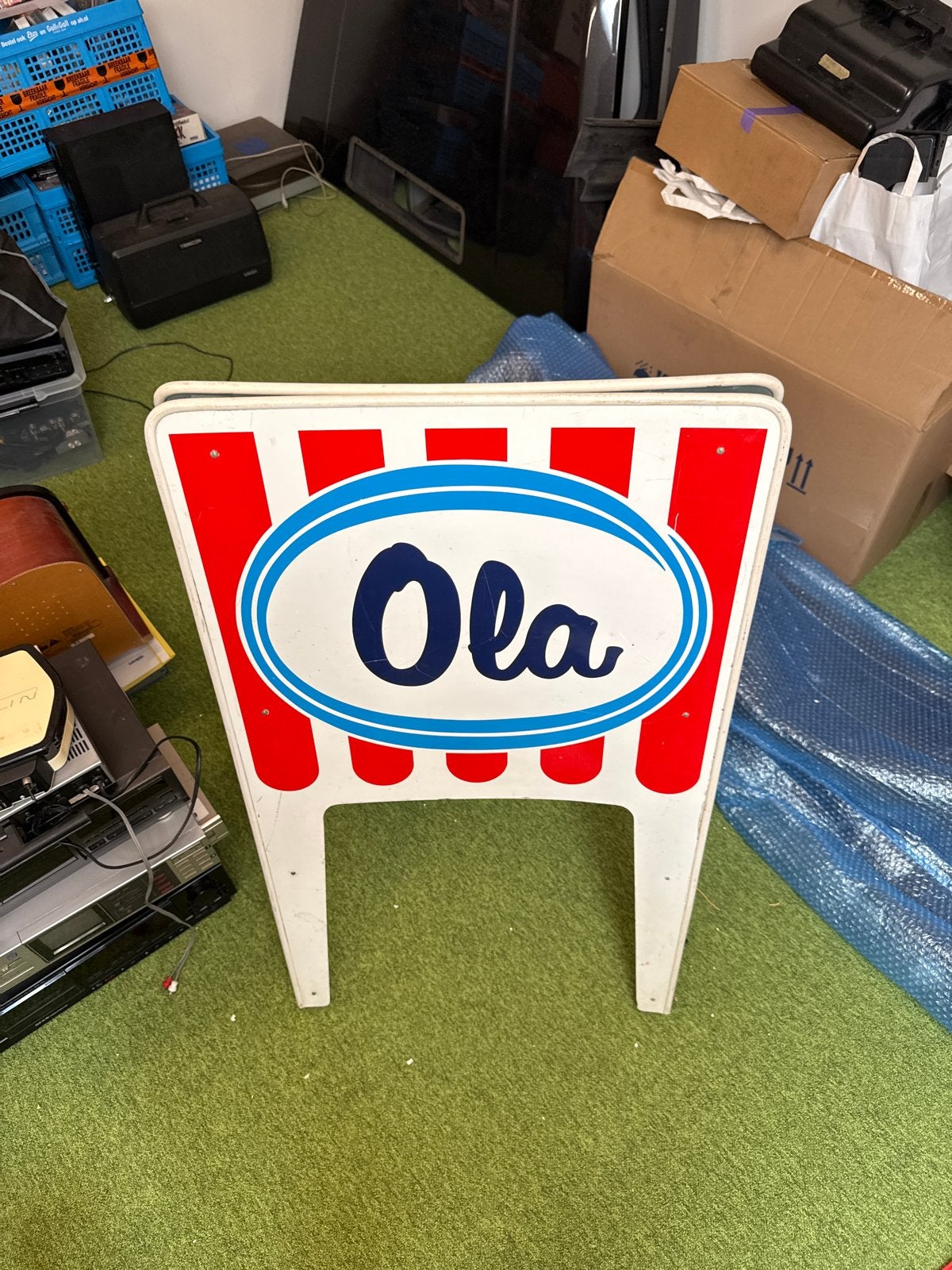 Vintage Ola ijs reclamebord - dubbelzijdig, Ophalen of Verzenden, Gebruikt