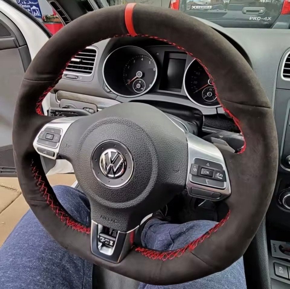 Alcantara Stuurwielhoes met Rode Stiksels voor VW Golf 6 Gti, Ophalen of Verzenden