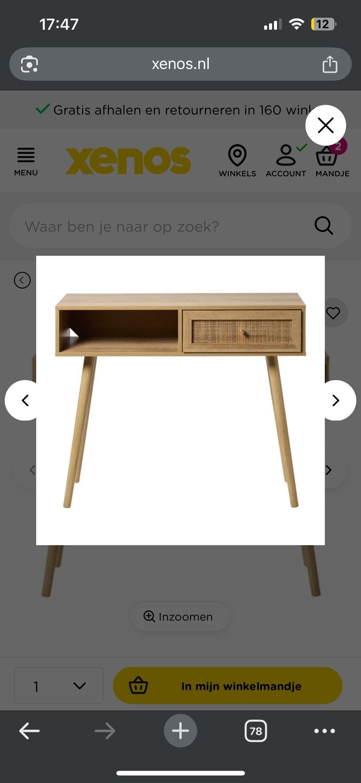 Sidetable xenos, Ophalen, Nieuw, 50 tot 100 cm