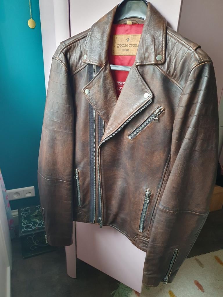 Goosecraft Biker 921 echt leren jas, Maat 52/54 (L), Bruin, Goosecraft, Nieuw