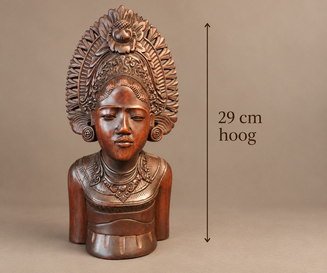 Prachtige Balinese buste, kwalitatief mooi gesneden, Ophalen of Verzenden
