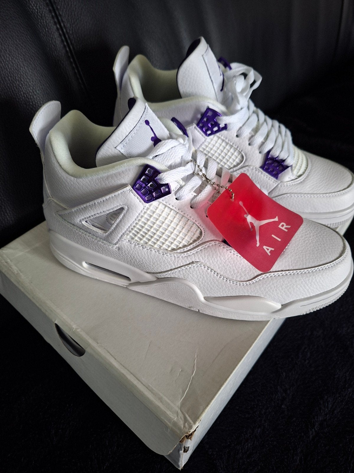 Nike Air Jordan 4 Retro White/Court Purple, Kleding | Heren, Schoenen, Ophalen of Verzenden, Nieuw, Wit