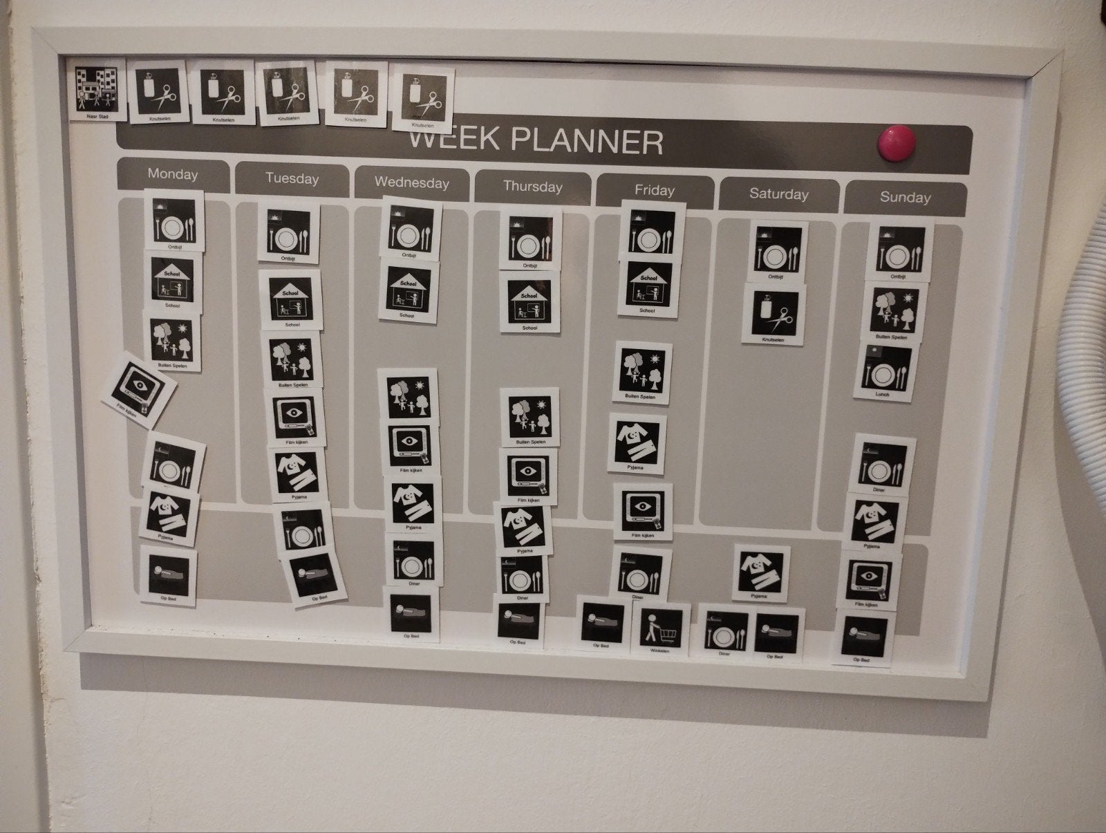 Weekplanner met pictogrammen voor kinderen, Ophalen, Overige thema's, Meerkleurig, Zo goed als nieuw