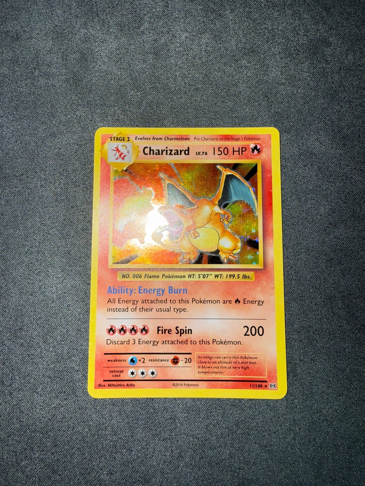 Pokemon charizard 11/108 EX/NM, Ophalen of Verzenden, Zo goed als nieuw
