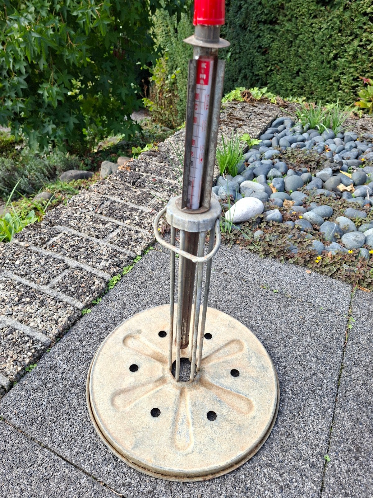 Vintage weckketelthermometer met metalen inzetstuk, Ophalen, Gebruikt, Metaal, Voedselthermometer