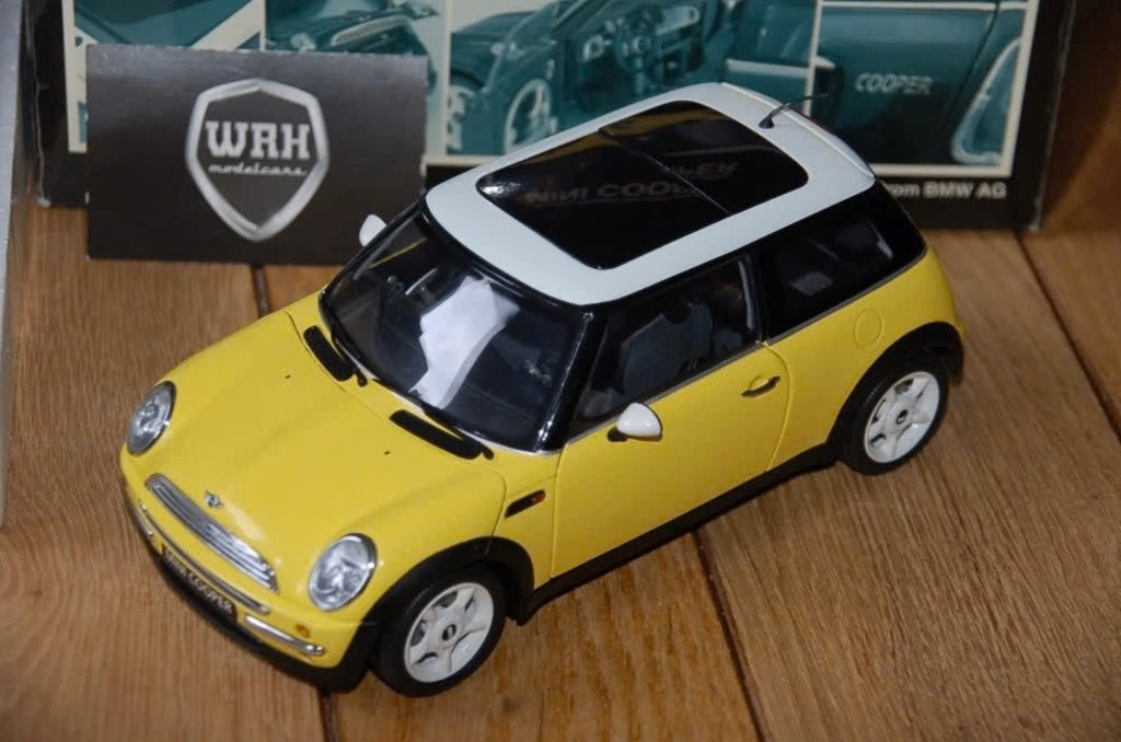 1:18 MINI COOPER yellow Kyosho in doos WRH, Hobby en Vrije tijd, Modelauto's | 1:18, Verzenden, Zo goed als nieuw, Auto, Kyosho