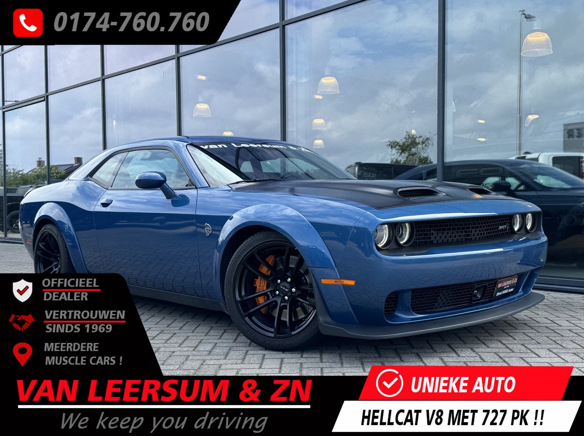 Dodge Challenger SRT HELLCAT Widebody 727PK (bj 2020), Auto's, Dodge, Automaat, Achterwielaandrijving, Gebruikt, Blauw