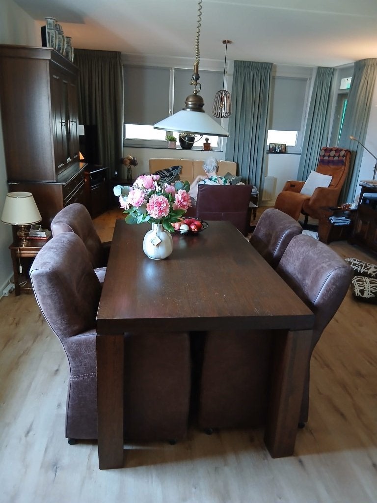 Eiken Eettafel + 4 fauteuils Gratis, Huis en Inrichting, Tafels | Eettafels, Gebruikt, 50 tot 100 cm, 150 tot 200 cm, Vier personen