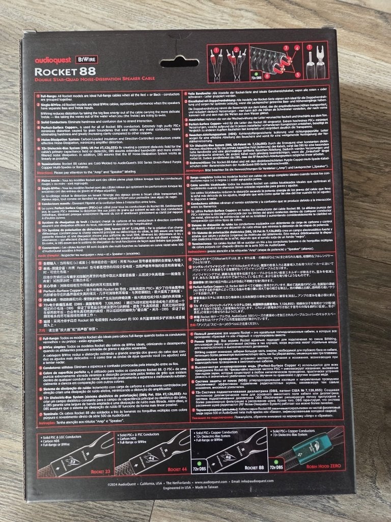 Audioquest Rocket 88 bi-wire 3 meter, Ophalen of Verzenden, Zo goed als nieuw, 2 tot 5 meter, Luidsprekerkabel