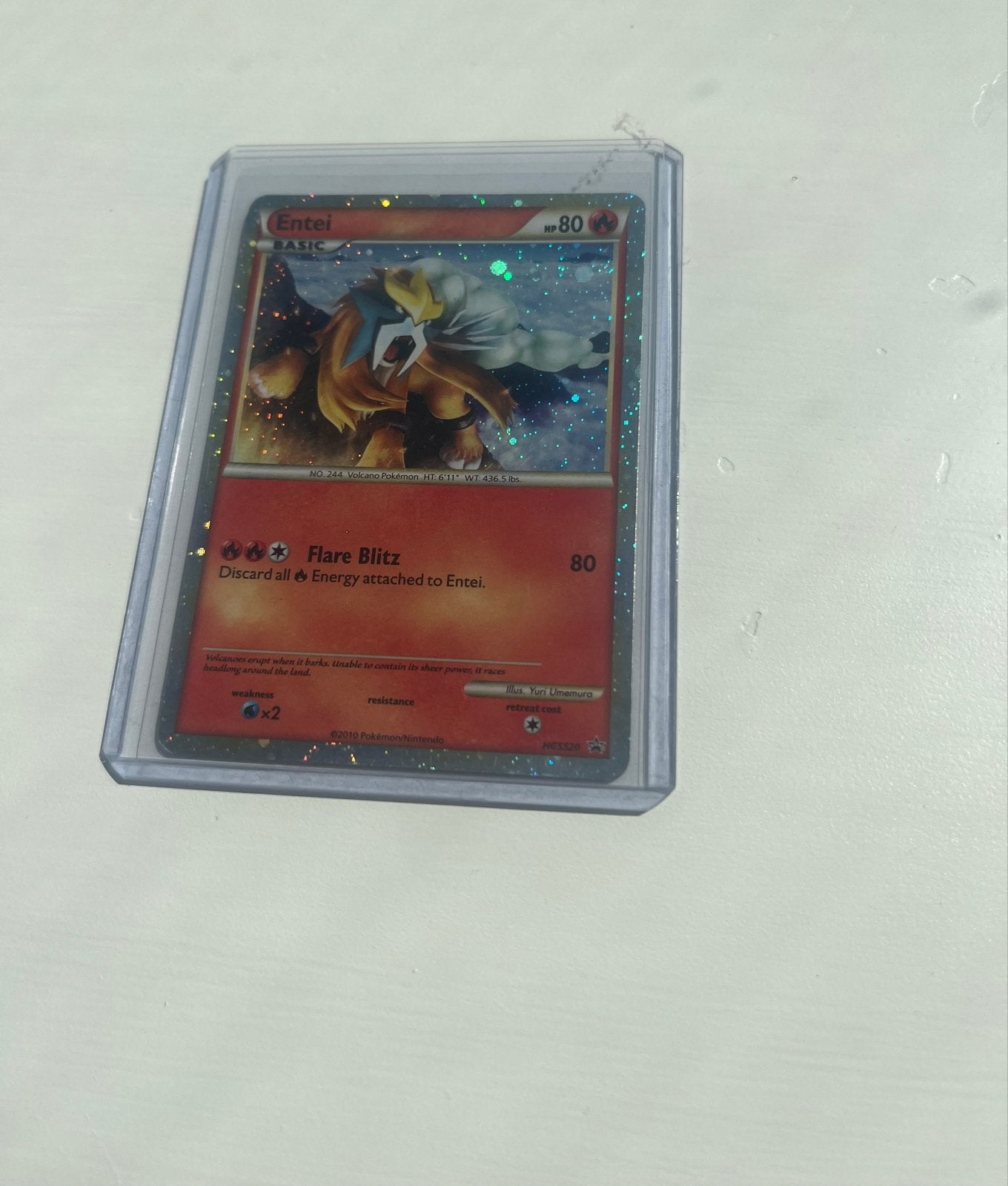 Pokémon Kaart Entei Basic 80HP Foil, Ophalen, Gebruikt, Losse kaart, Foil