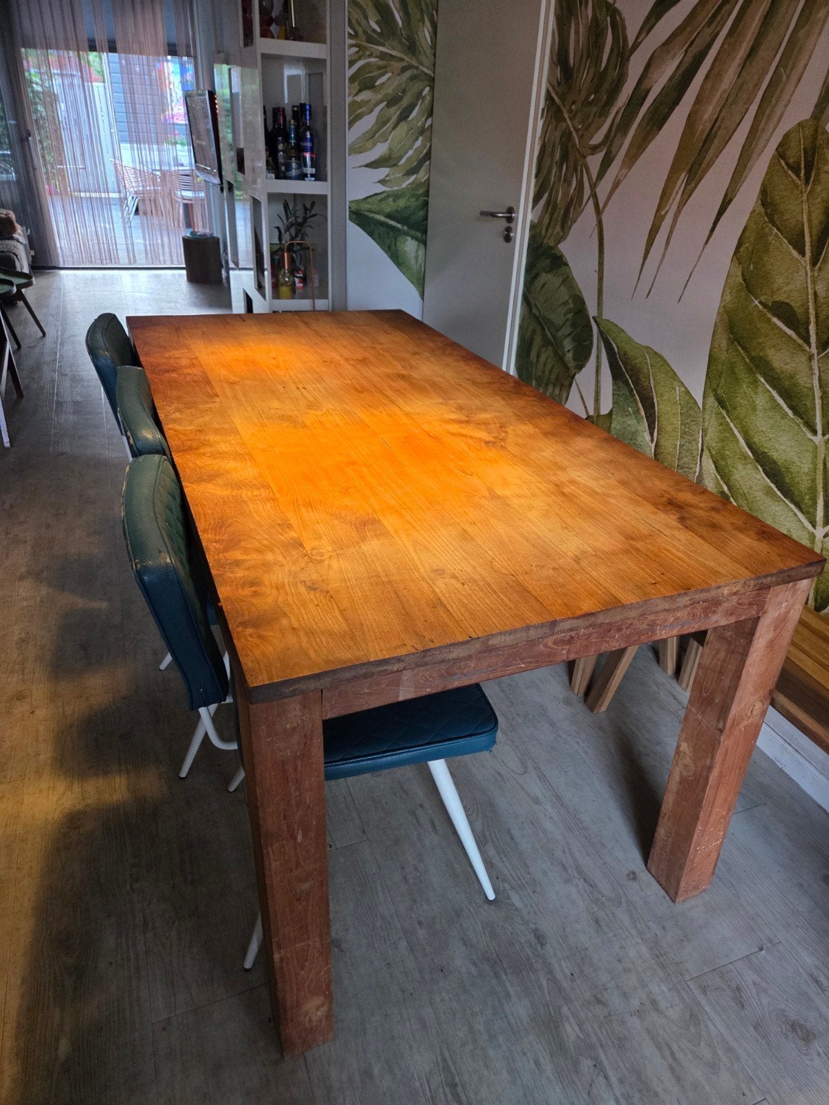 Robuuste houten eettafel - 180x89x79 cm, Huis en Inrichting, Ophalen, Gebruikt, 50 tot 100 cm, 150 tot 200 cm