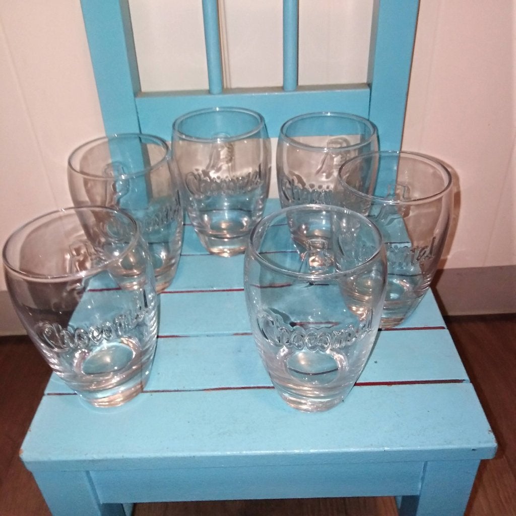 Chocomel glazen helder glas 6 stuks, Ophalen, Glas of Glazen, Overige stijlen, Glas