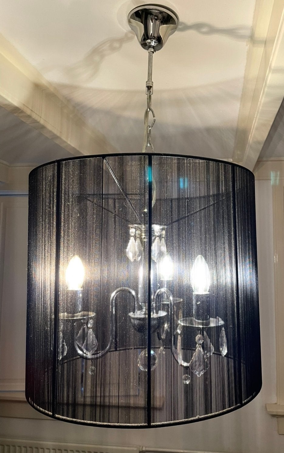 Mooie kroonluchter hanglamp zilver zwart lamp, Huis en Inrichting, Lampen | Hanglampen, Ophalen, Zo goed als nieuw