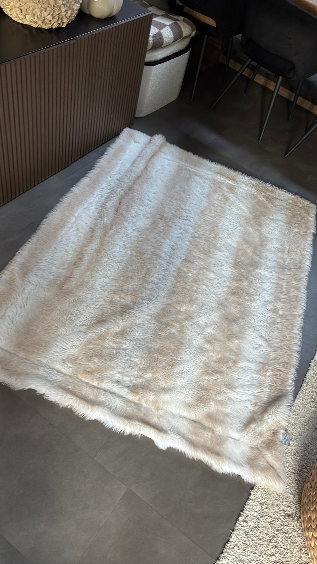 Rivièra Maison luxe faux fur plaid crème/beige, Huis en Inrichting, ., Ophalen of Verzenden, Zo goed als nieuw, .