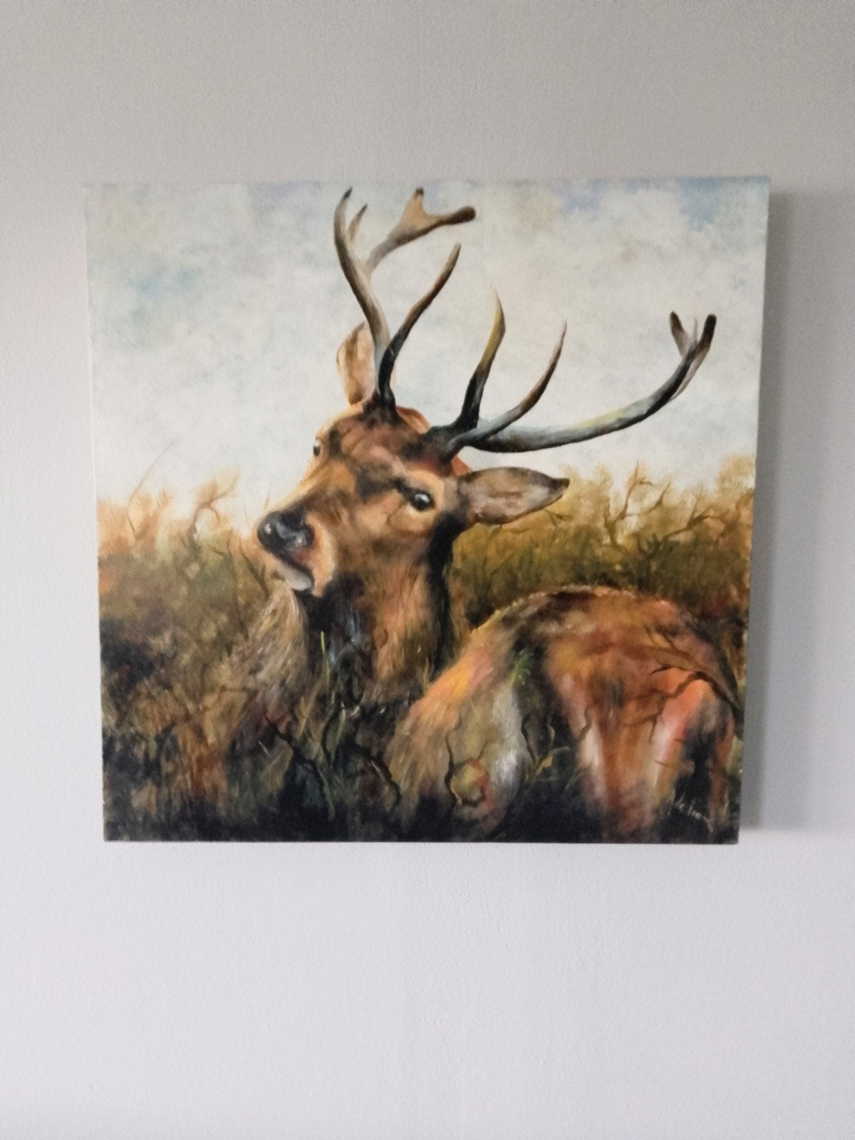 Schilderij hert, Antiek en Kunst, Kunst | Schilderijen | Klassiek, Ophalen of Verzenden