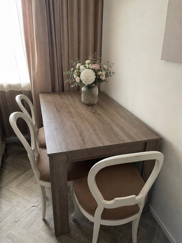 Eettafel houtlook 140x80, Huis en Inrichting, Ophalen, Kunststof, 100 tot 150 cm, 50 tot 100 cm