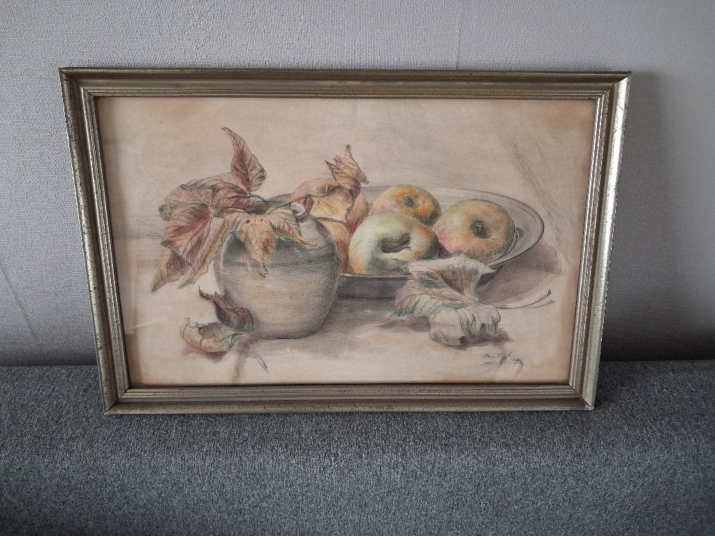 Schilderij, Ophalen, Paneel, Stilleven, Ingelijst