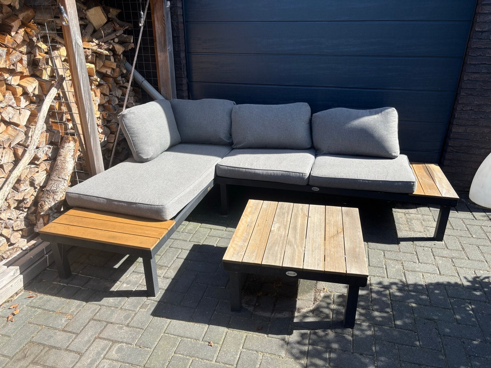 Hartman Comfortabele loungeset met teakhouten tafels, Ophalen, Gebruikt, Meer dan 8 zitplaatsen, Teakhout