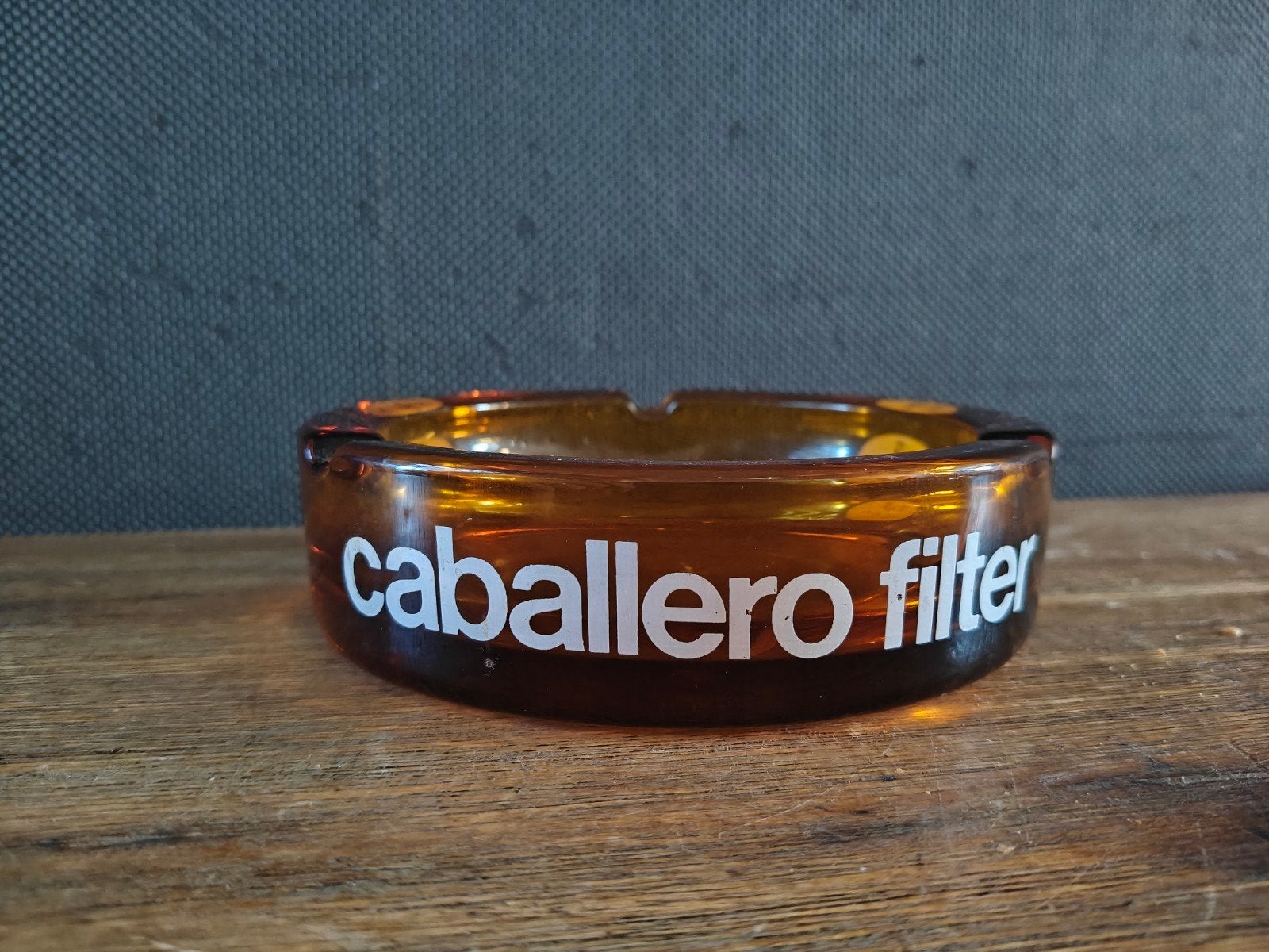 Vintage Caballero Filter Asbak - Amber Glas, Ophalen of Verzenden, Gebruikt, Asbak